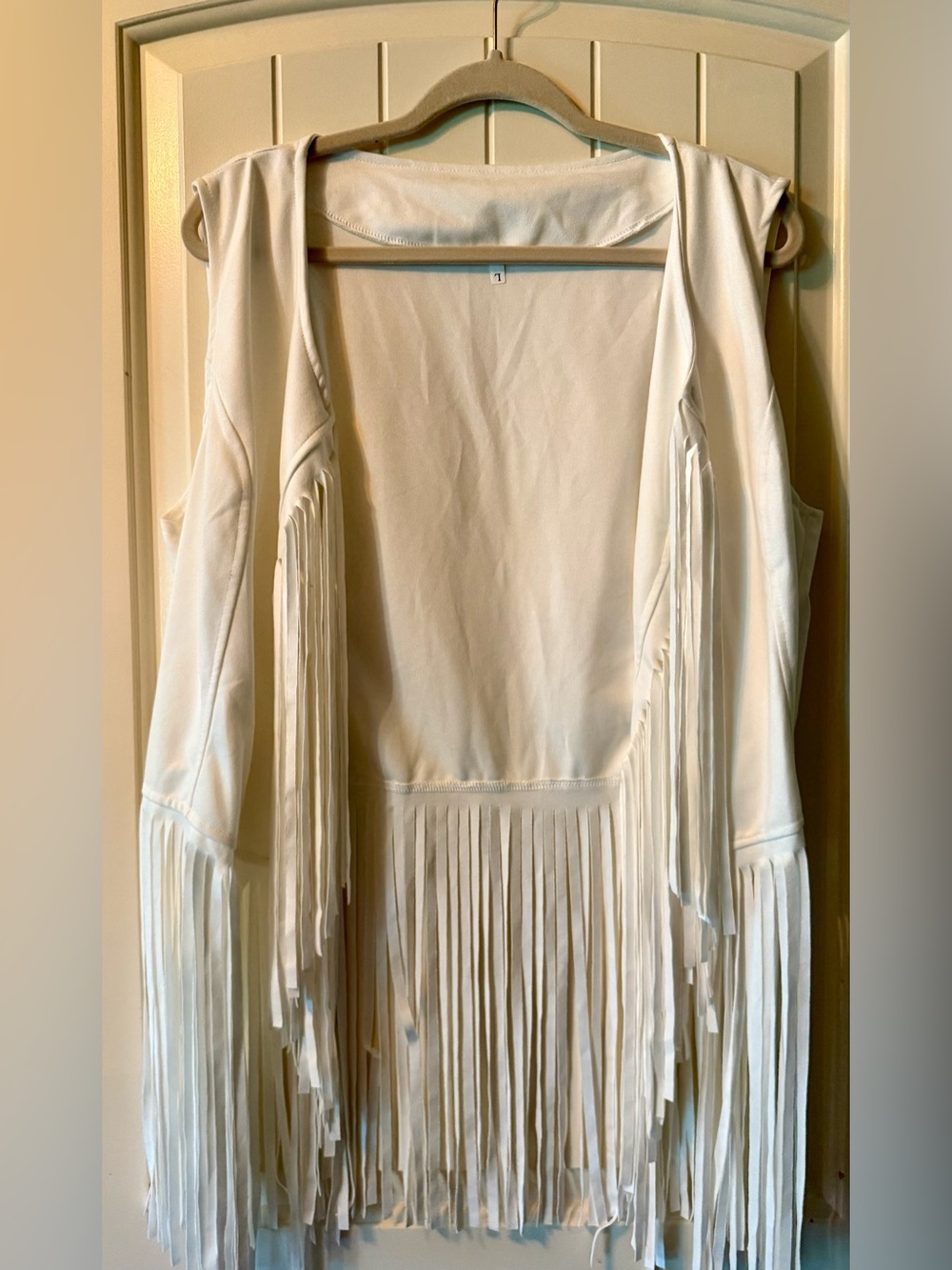 White Fringe Sleeveless Vest- Layered Fringe Detail Bride Bachelorette Party
